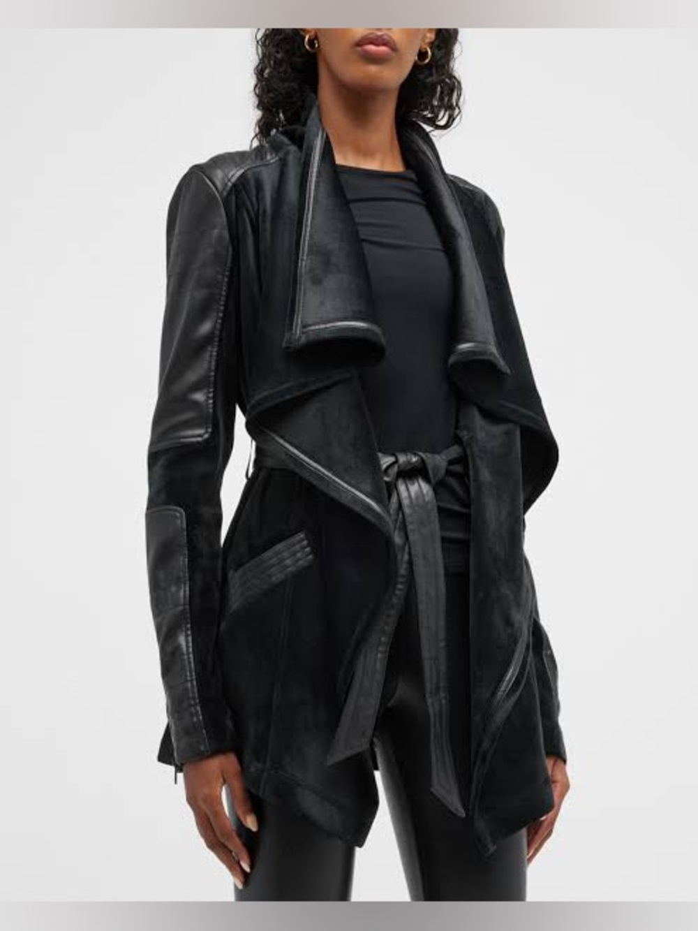Blanc Noir Drape Velour Jacket in black size XS